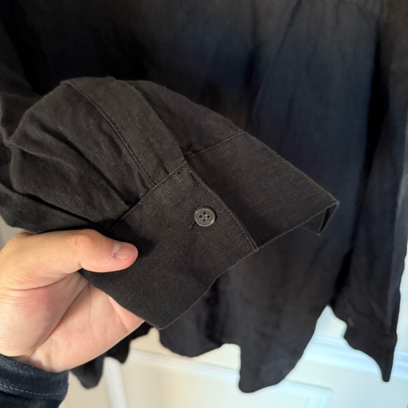 jenni kayne Black Linen Front Pocket Boxy Relaxed Fit Logan Blouse Size Large - Picture 7 of 13